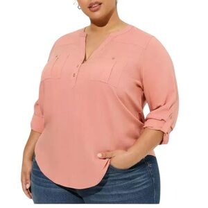 Torrid Dusty Rose Popover Blouse | Size 00 (US XL / 12